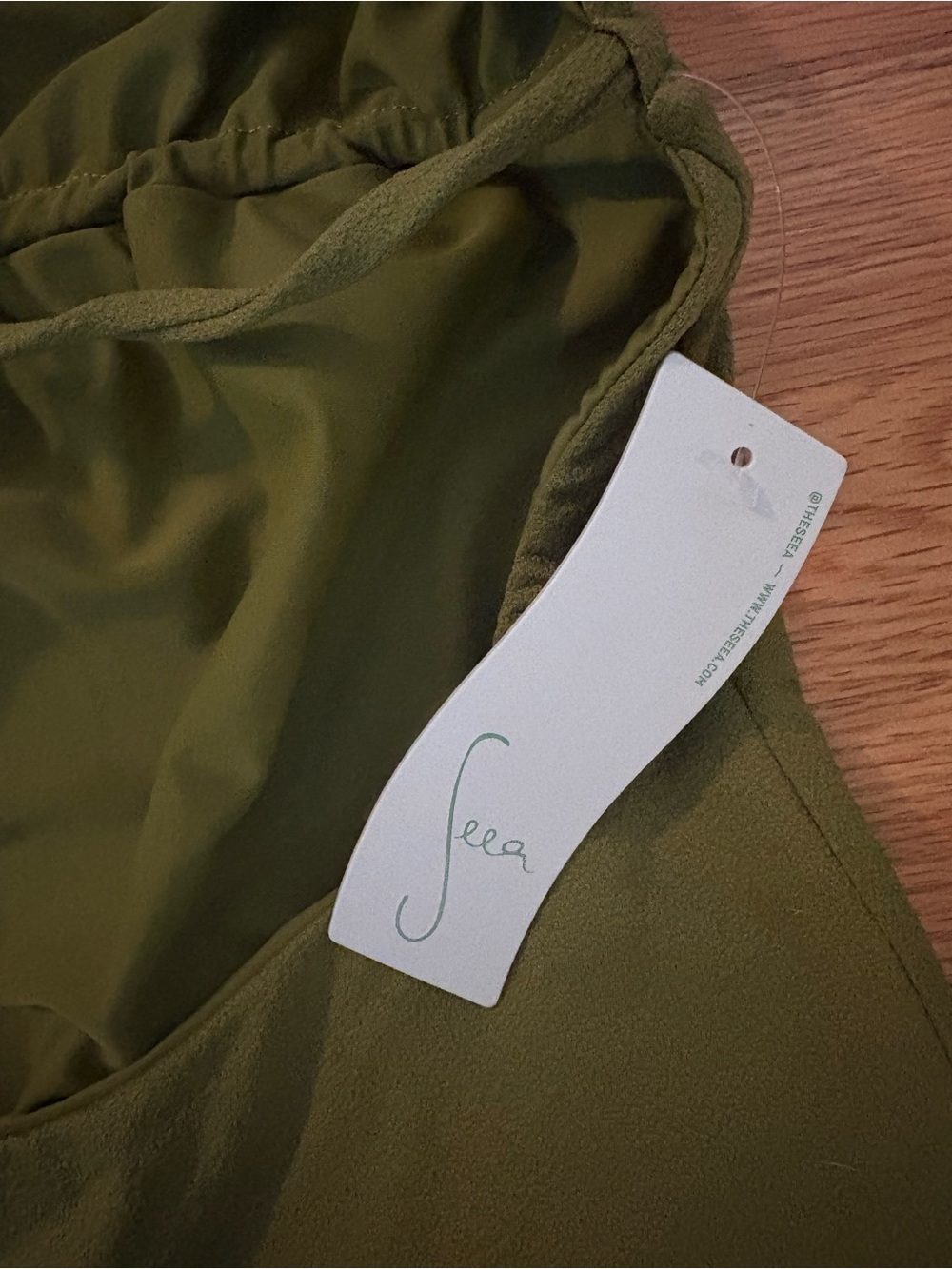 Seea Olive Green Halter One-Piece Swimsuit - Picture 3 of 5